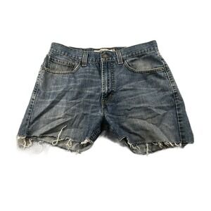 Levi's 505 Regular Denim Shorts Men 32 Blue Cut-Off Frayed Hem Streetwear Grunge